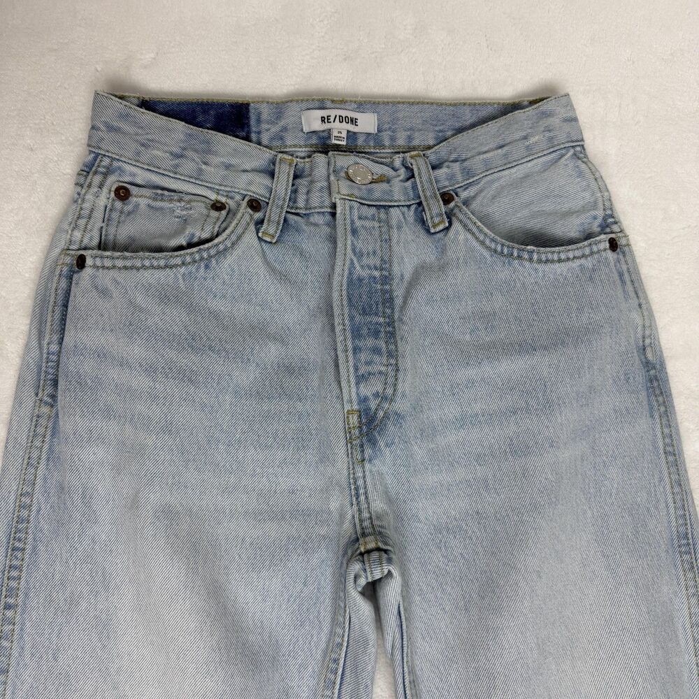 RE/DONE Jeans Womens 25 Light Indigo Baggy Button Fly Denim 100% Cotton